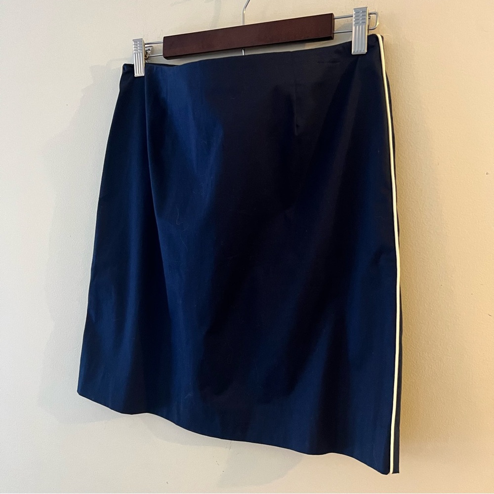 Lauren Ralph Lauren Navy White Stripe Cotton Blend Mini Pencil Skirt Size 8